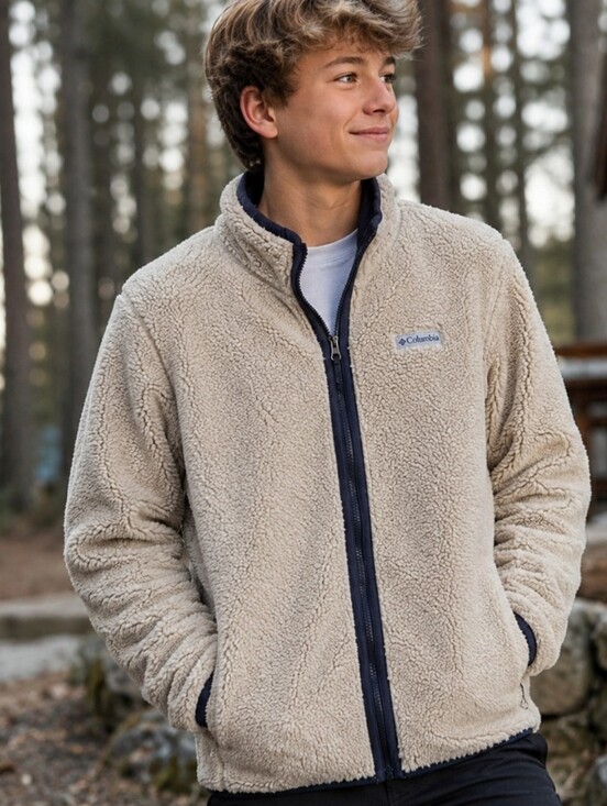 Columbia Other - Columbia Youth Large 14/16 Sherpa Fleece Jacket Beige Full Zip Teddy Soft Cozy